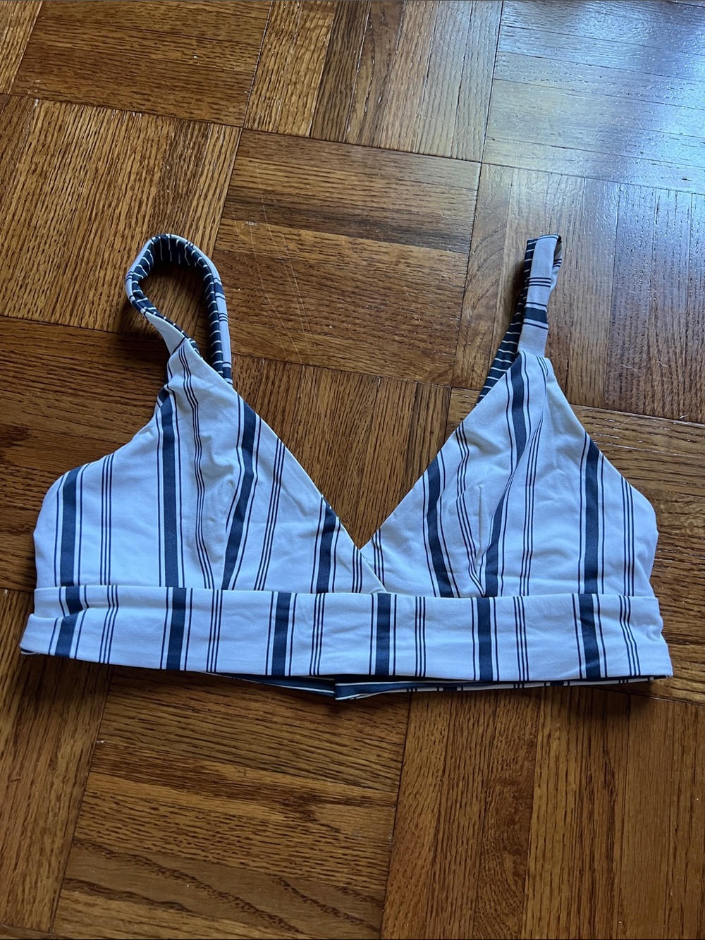 Rip Curl White and Navy Striped Bikini Top